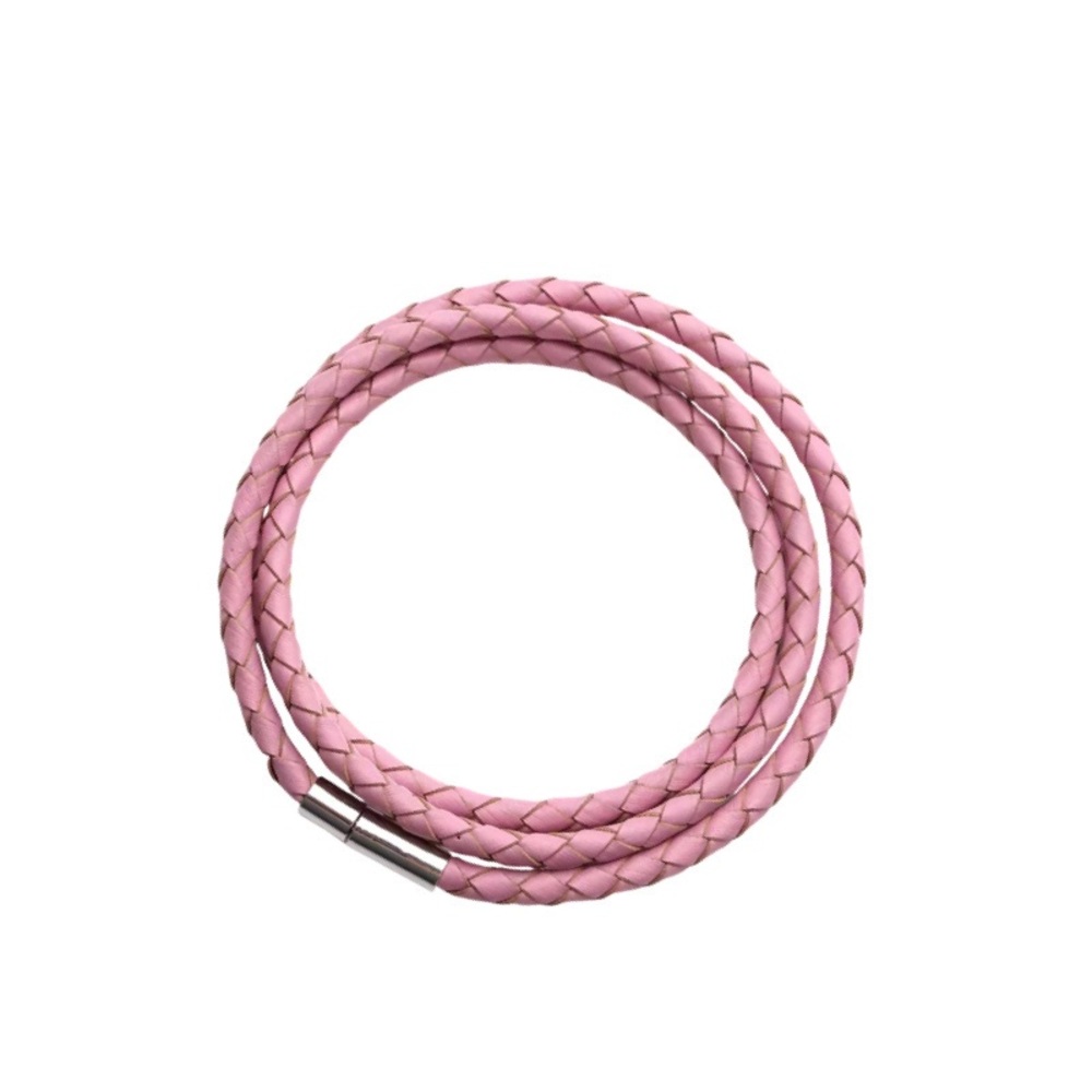 Linx Triple Pink Leather Braided Cord Bracelet